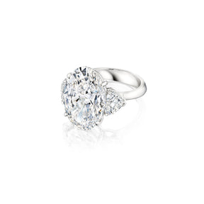 Oval Diamond Engagement Ring with Heart Shape Side Stones
