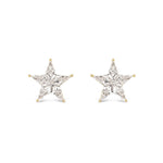 Diamond Star Studs in Yellow Gold, crafted from 18k yellow gold with gold prongs and set with sparkling G-H color diamonds in a star-shaped design, shown against a plain white background.