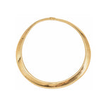 A stunning Tiffany & Co. Tubogas Collar Necklace crafted in 14K gold, featuring a wide, flat, ribbed design reminiscent of a classic choker, shown on a white background.