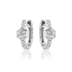 Pavé Huggies with Hexagon Bezel Set Diamonds