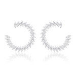 The Jumbo Climbing Ivy Hoops in white gold feature open marquise diamond hoops with SI1-SI2 clarity stones in a leafy pattern, crafted from 18k white gold and displayed on a white background.