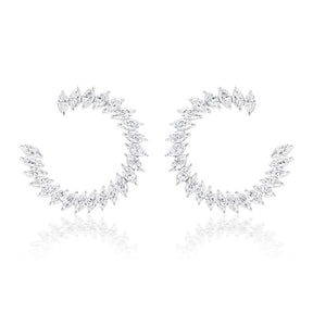 Jumbo Climbing Ivy Hoops in White Gold with Marquise Diamonds