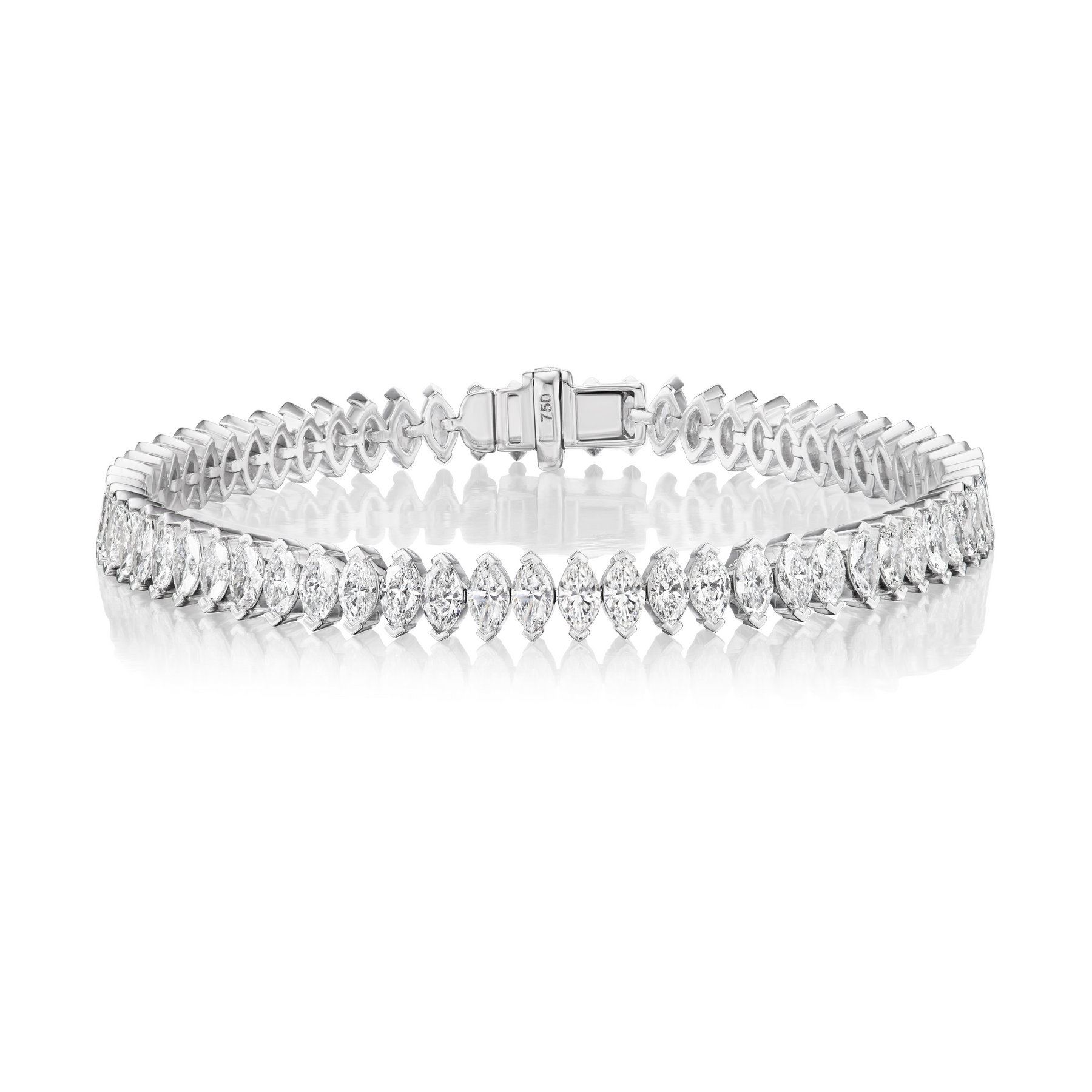 North-South Set Diamond Marquise Tennis Bracelet in White Gold