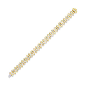 Multi-Tier Hexagon Bezel Set Tennis Bracelet in Yellow Gold