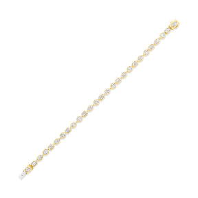 East-West Bezel Set Mixed Shape Diamond Tennis Bracelet in Yellow Gold