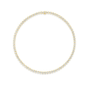 Medium Hexagon Bezel Set Diamond Tennis Necklace in Yellow Gold
