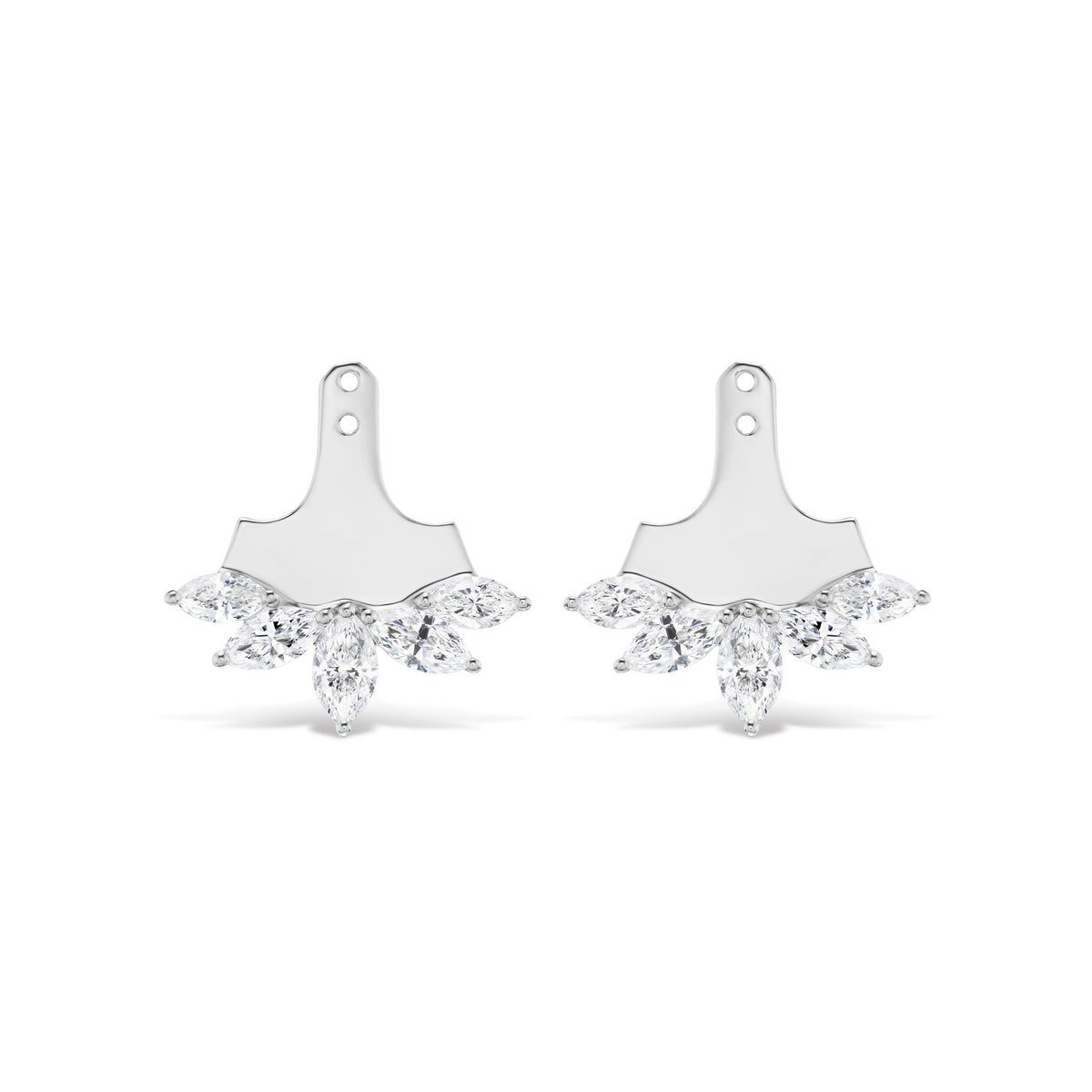 Marquise Diamond Ear Jackets in White Gold