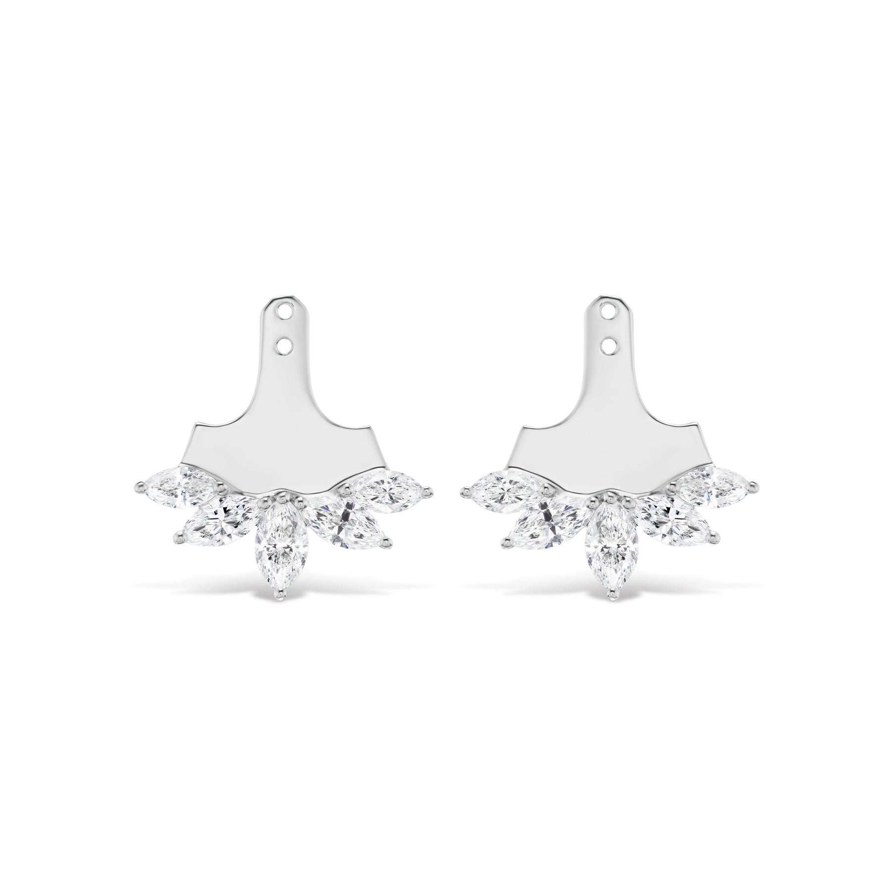 Marquise Diamond Ear Jackets in White Gold
