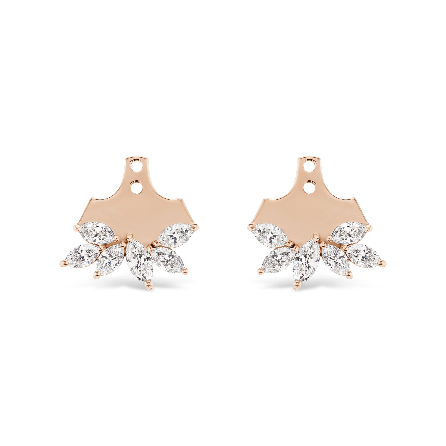 Marquise Diamond Cluster Ear Jackets in Rose Gold