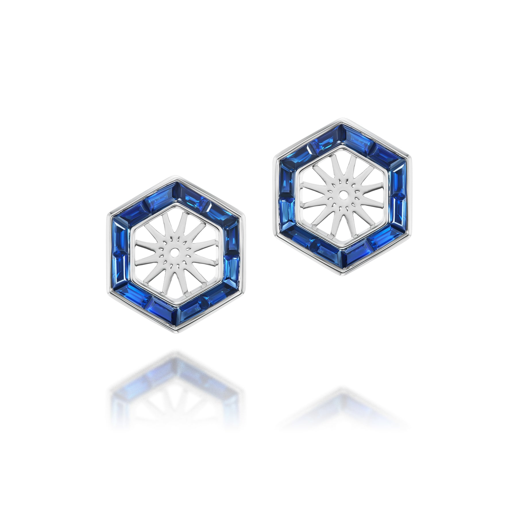 Hexagonal Trapezoid Sapphire Stud Ear Jackets