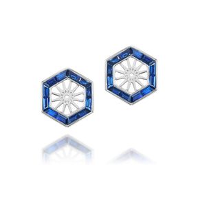Hexagonal Trapezoid Sapphire Stud Ear Jackets