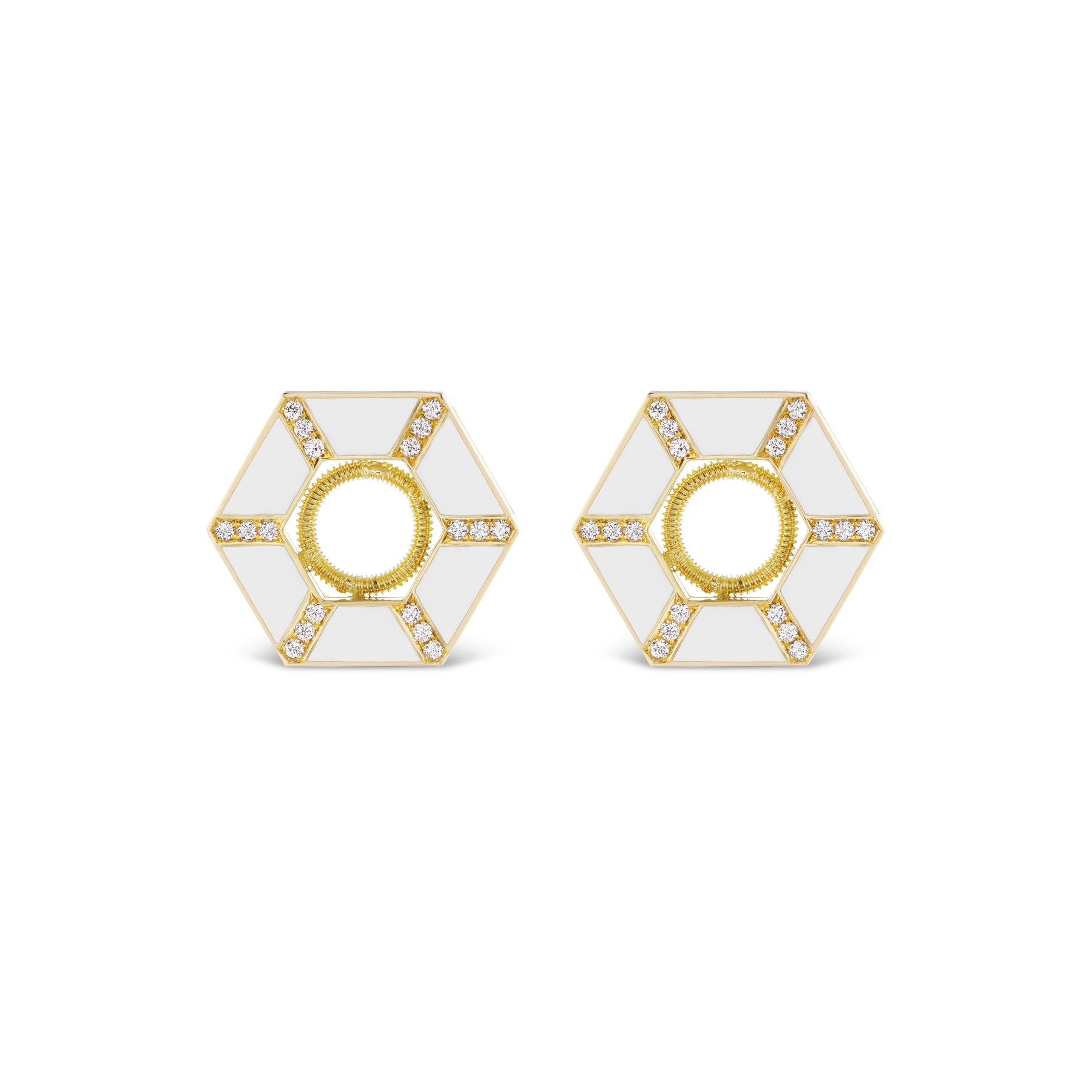 Hexagon Trapezoid Ceramic Pavé Ear Jackets