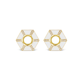 Hexagon Trapezoid Ceramic Pavé Ear Jackets