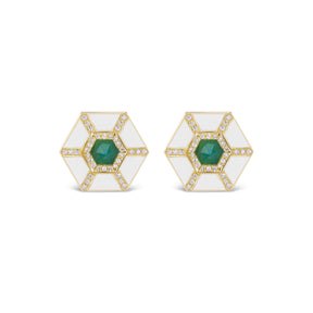 Hexagon Trapezoid Ceramic Pavé Ear Jackets