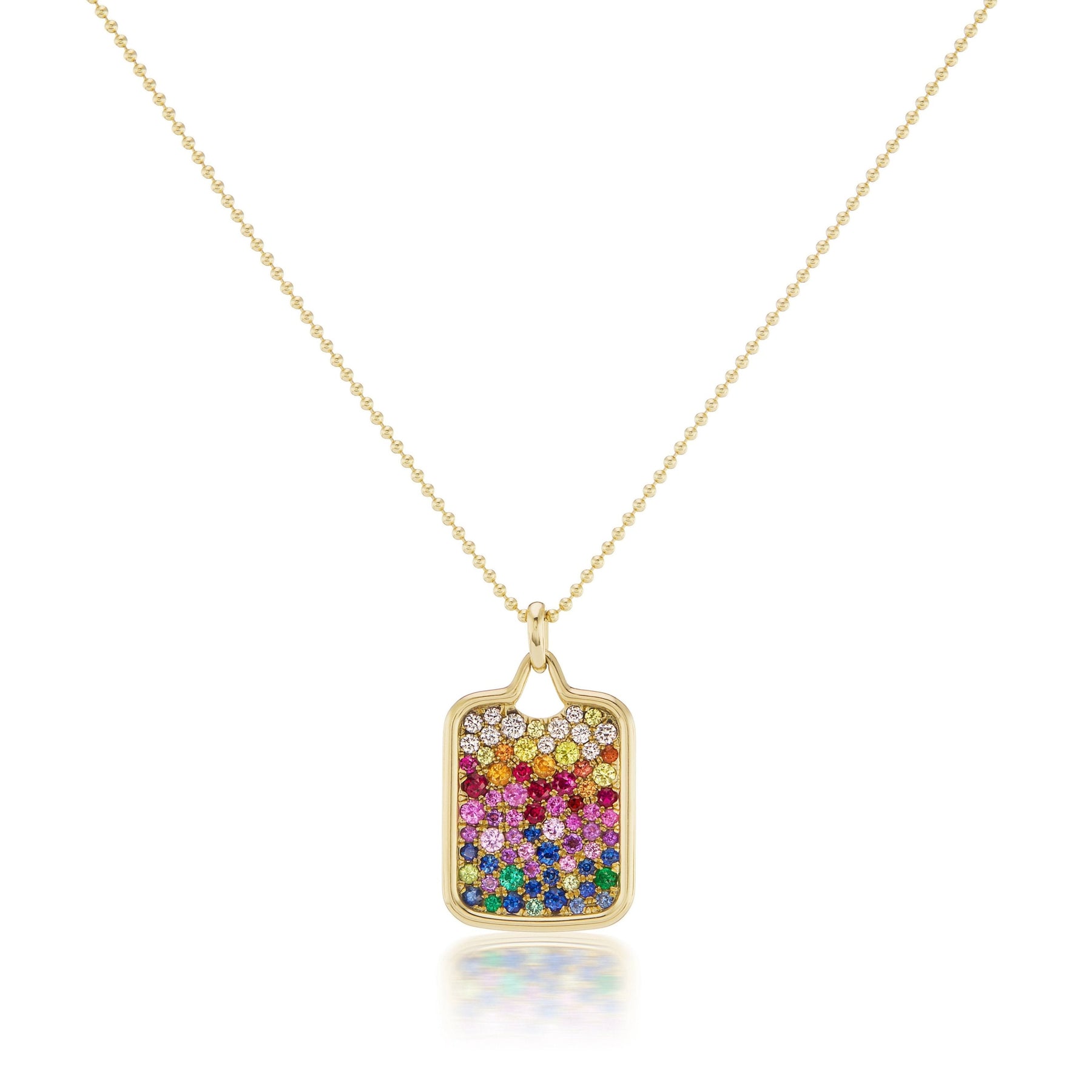 Multicolor Cobblestone Pavé Pendant Necklace in Yellow Gold