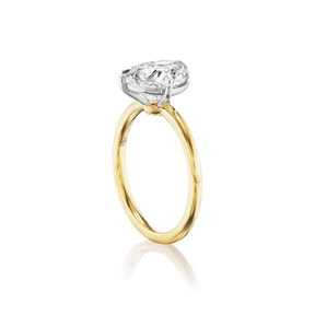 Diagonally Set Pear Shape Diamond Engagement Ring
