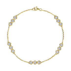 Serpentine Station Bracelet with Trio Hexagon Bezel Set Diamonds