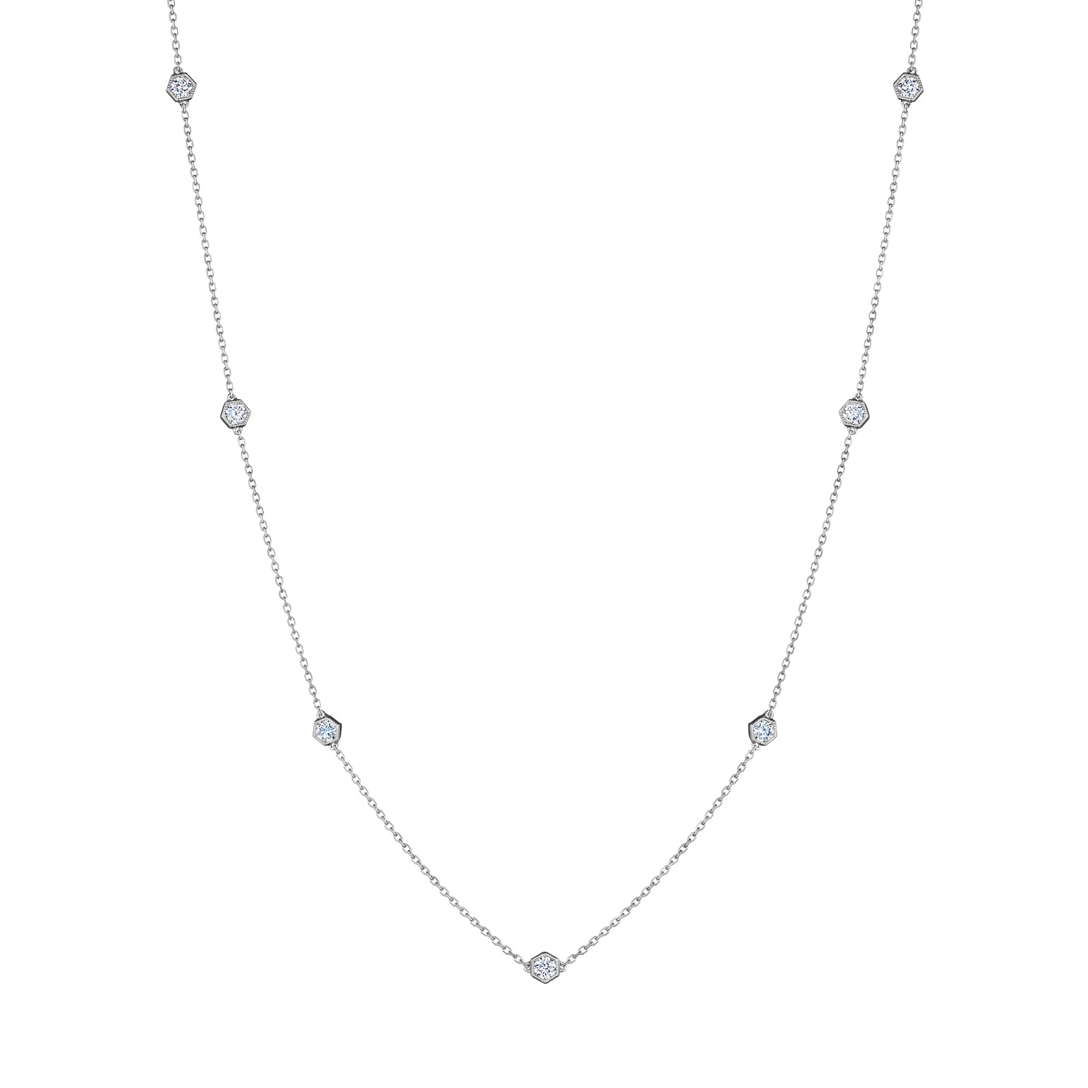 Long Hexagon Station Necklace