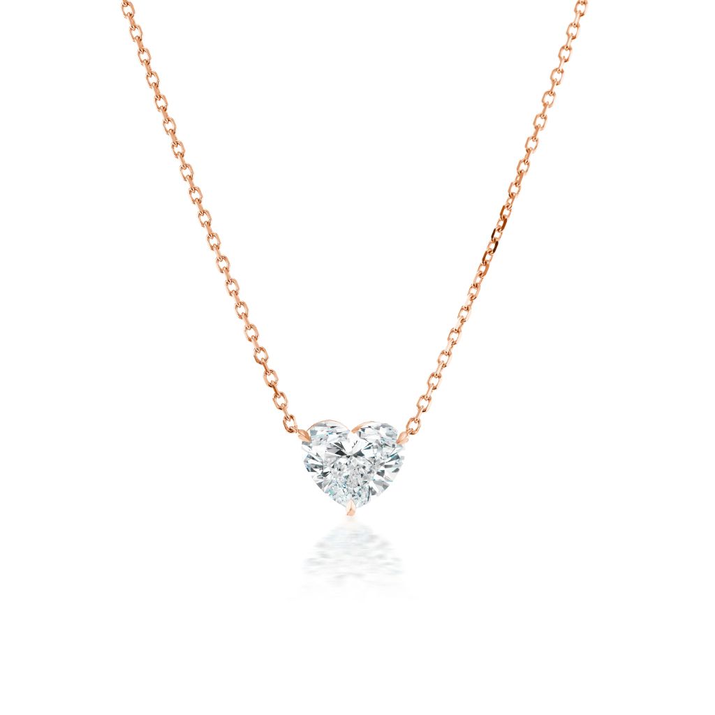 Heart Diamond Solitaire Pendant in Rose Gold