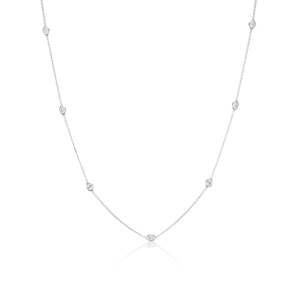 Serpentine Station Necklace with Oval Diamonds
