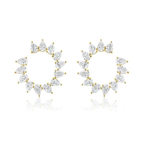 Sunshine Front-to-Back Medium Hoops with Pear Diamonds