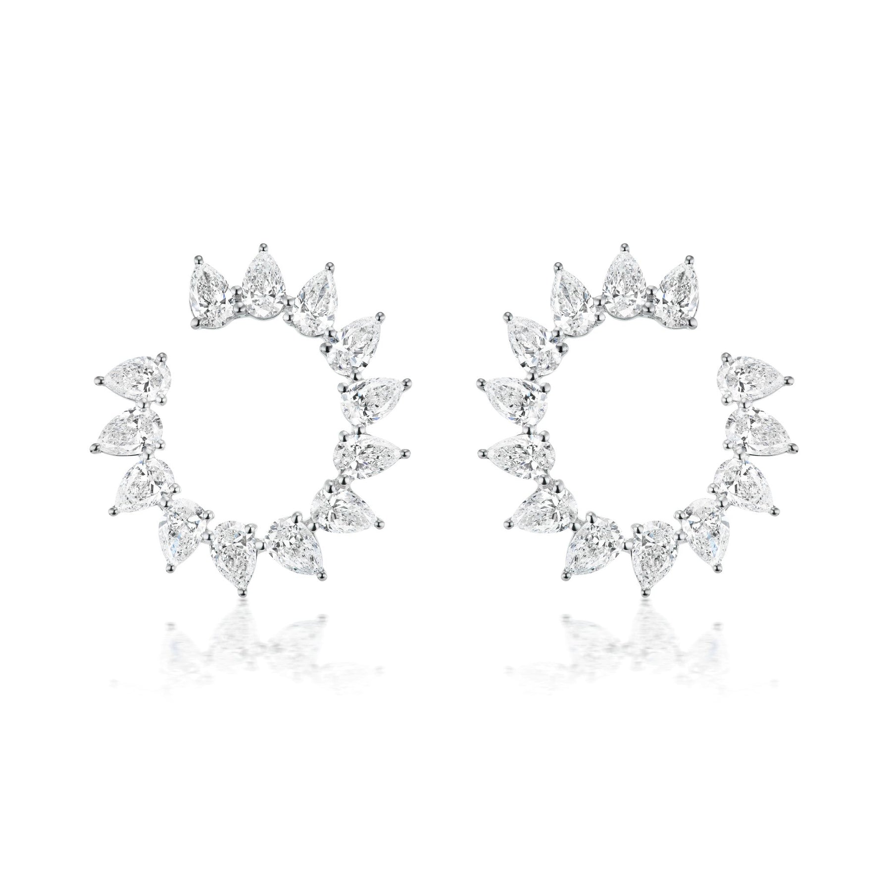 Sunshine Front-to-Back Medium Hoops with Pear Diamonds