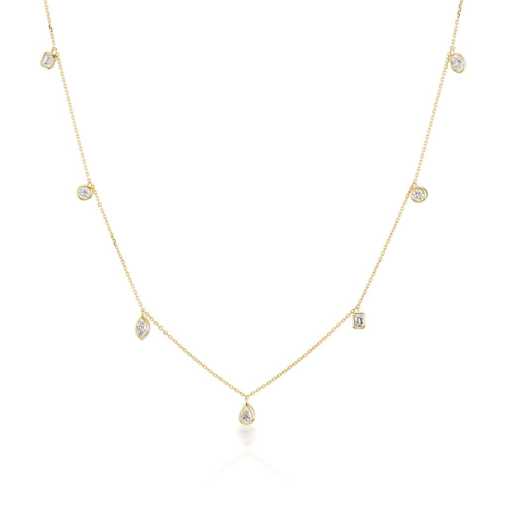 Mixed Shape Diamond Station Necklace