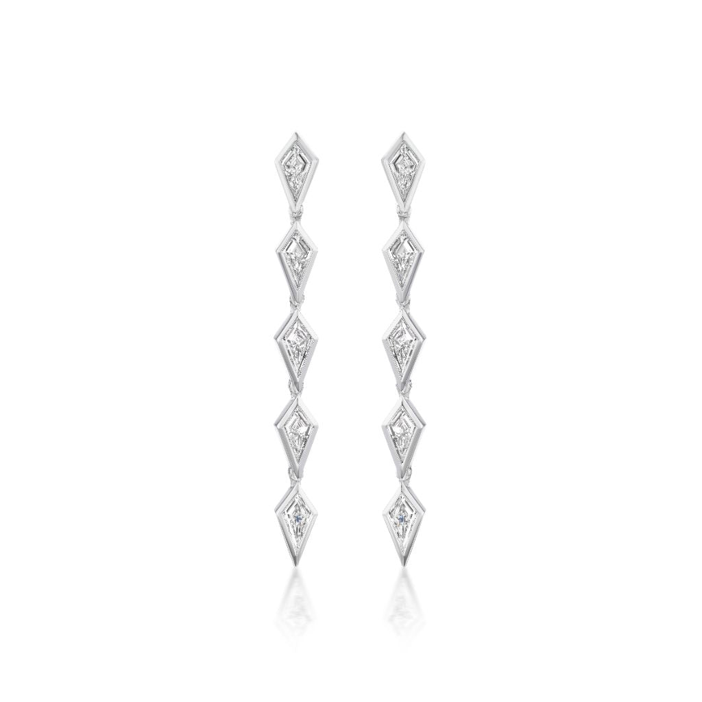Kite Diamond Bezel Set Drop Earrings