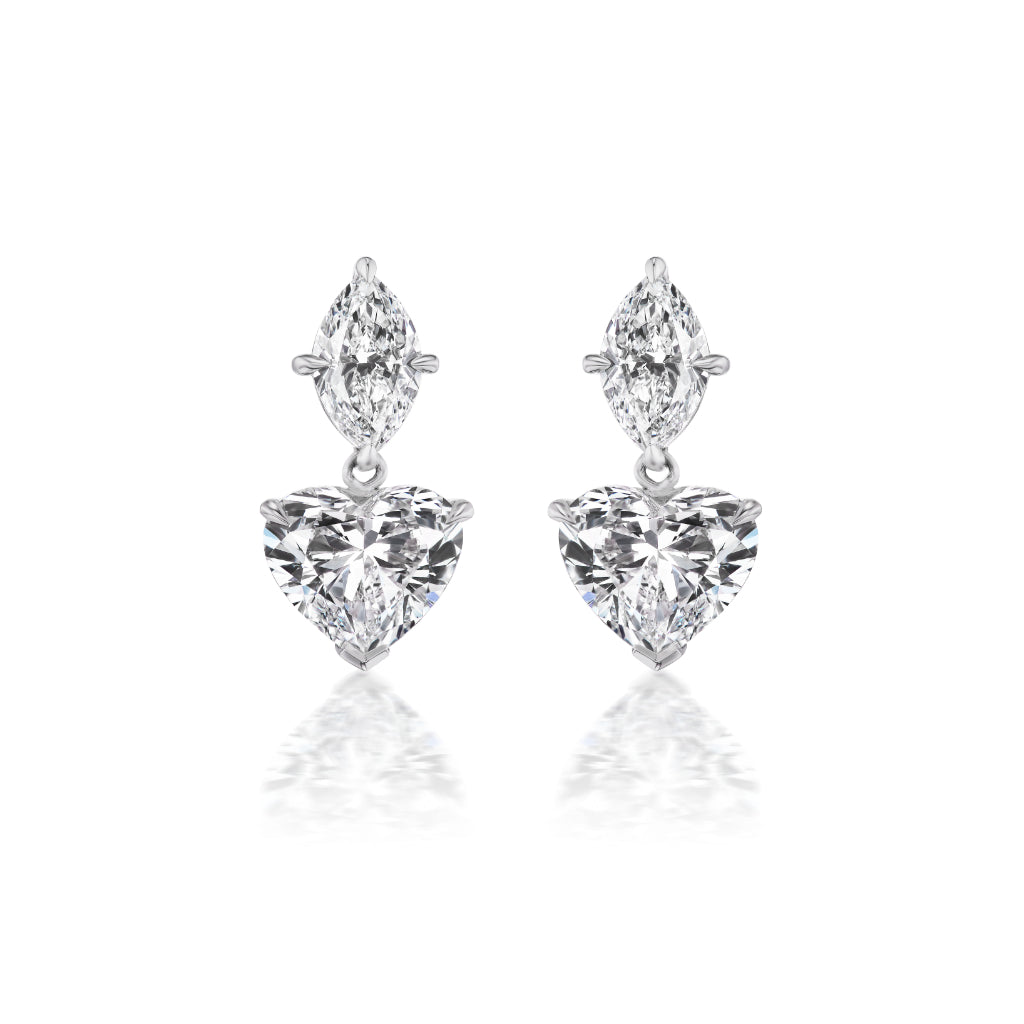 Heart Diamond Drop Earrings