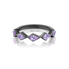Purple Sapphire Kite Stackable Ring