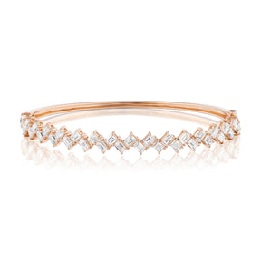 Zig-Zag Baguette Diamond Bangle in Rose Gold