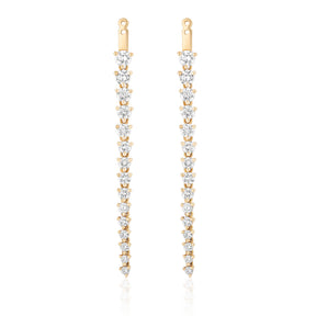 Graduated Tennis Ear Jackets in Yellow Gold with Round Brilliant Diamonds