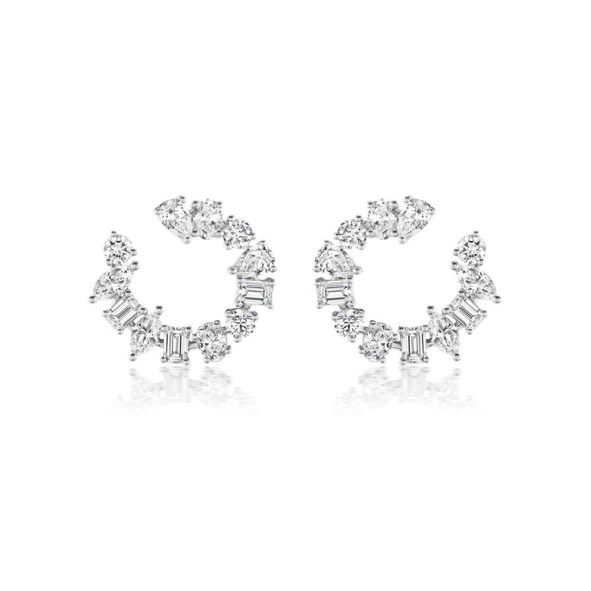 Front-to-Back Hoops with Mixed Shape Diamonds