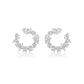 Front-to-Back Hoops with Mixed Shape Diamonds