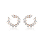 The Front-to-Back Hoops with Mixed Shape Diamonds feature round open hoops crafted in 18k gold, adorned with mixed shape diamonds set along the entire circle for a sparkling finish.