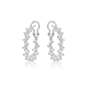 Zigzag Emerald Cut Diamond Hoops