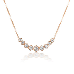 Graduated Hexagon Necklace with Round Brilliant Diamonds
