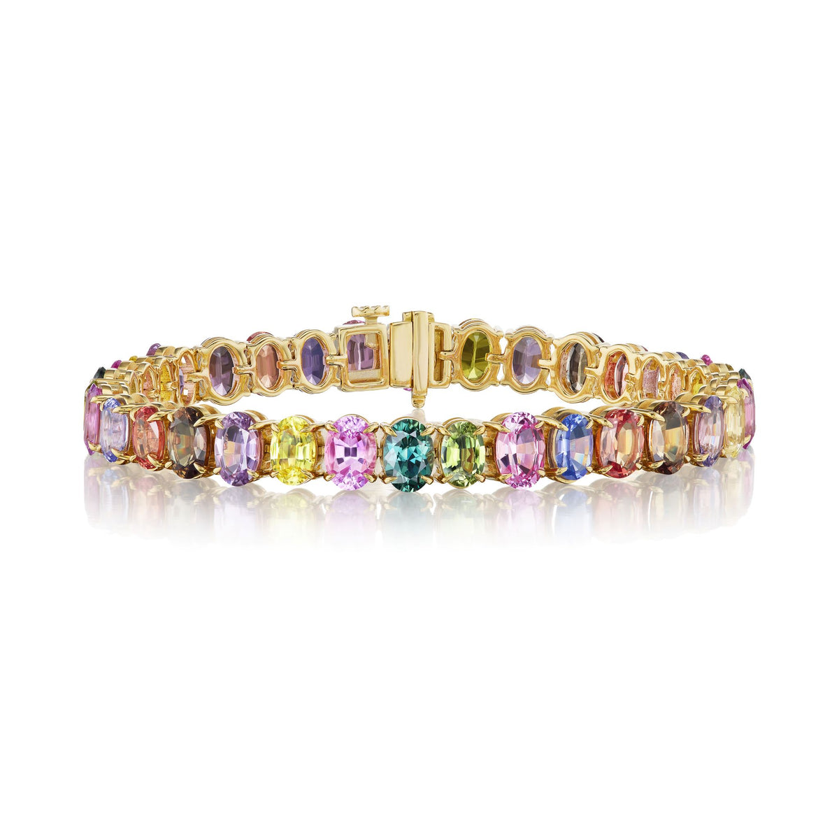 Multicolor Oval Sapphire Tennis Bracelet