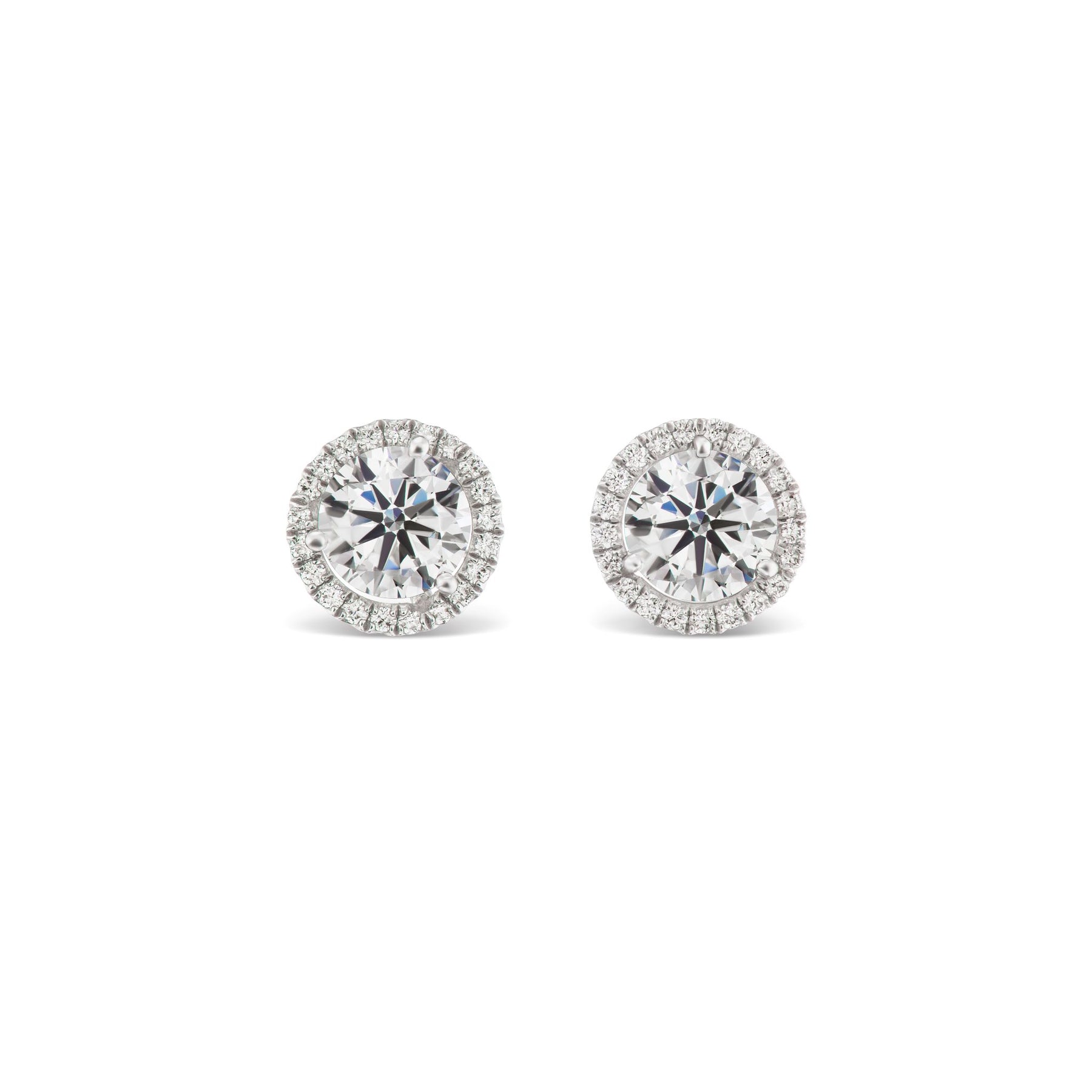 Pavé Halo Ear Jackets in Platinum with Round Brilliant Diamonds