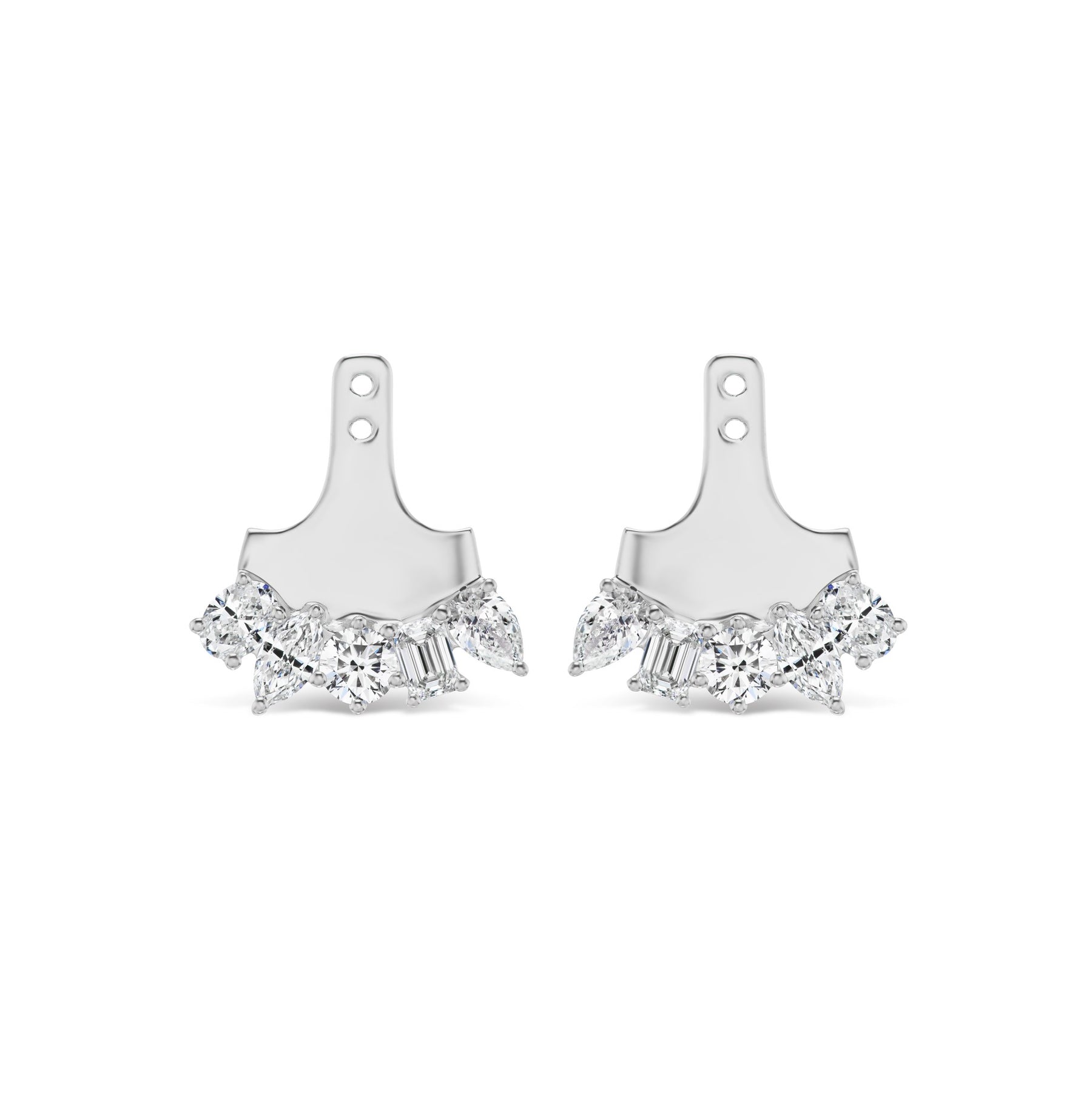 Ear Jackets in White Gold with Mixed Shape Diamonds