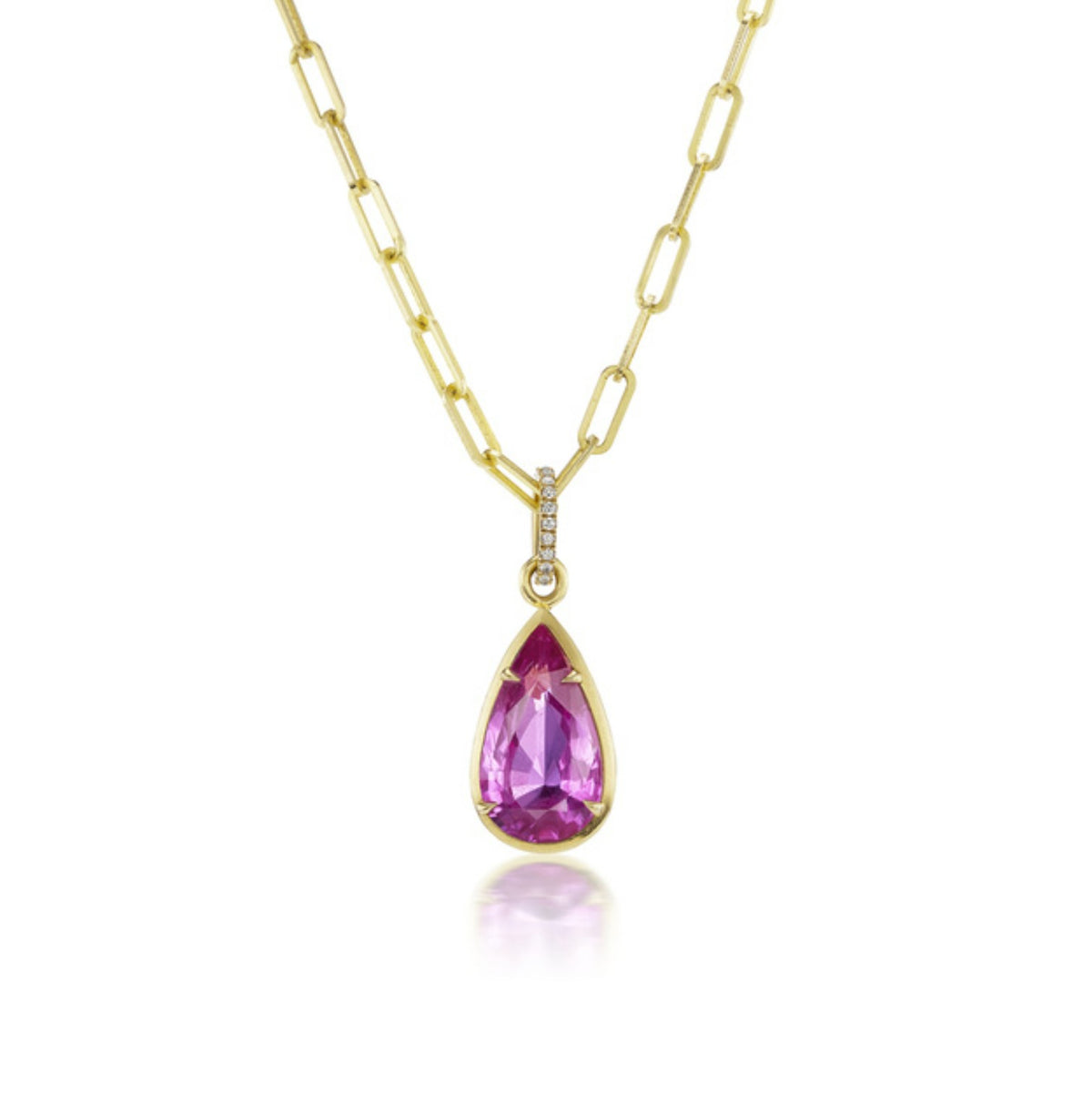 Pink Pear Sapphire Pendant