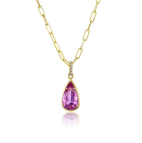 Pink Pear Sapphire Pendant
