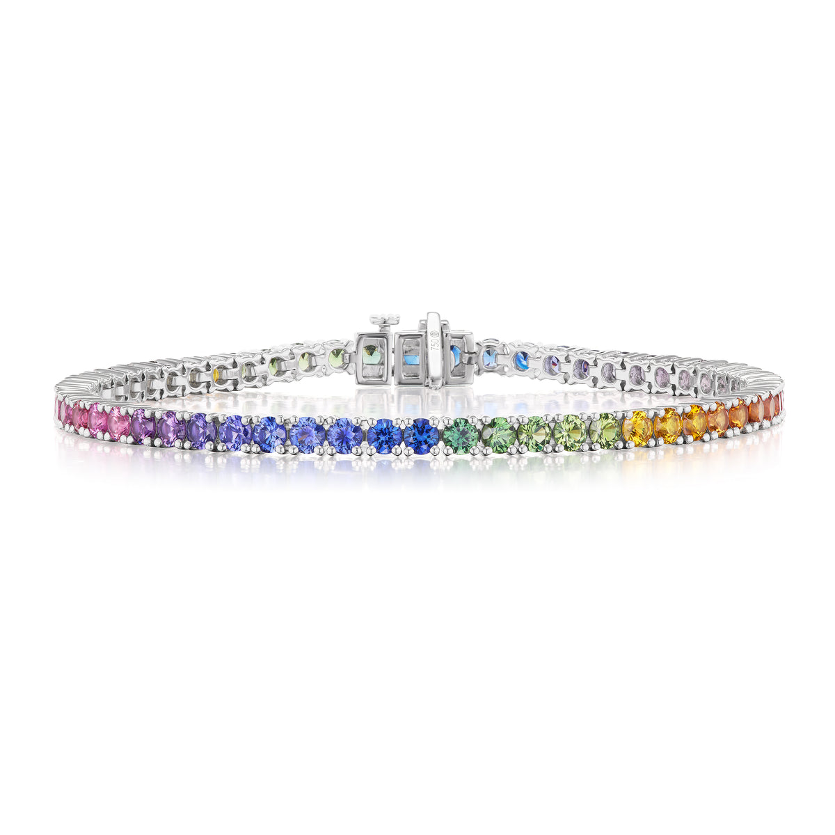Buy Rainbow Sapphire Princess Cut Channel Set Tennis Bracelet in Online in  India  Etsy