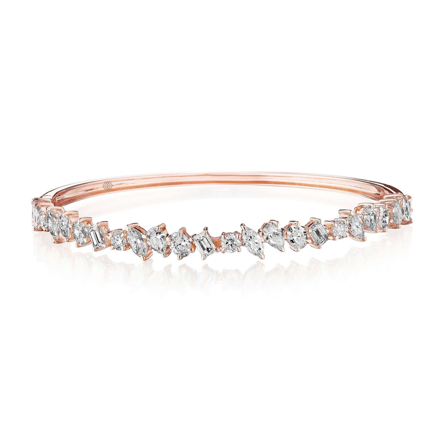 Marching Mixed Shape Diamond Bangle in Rose Gold