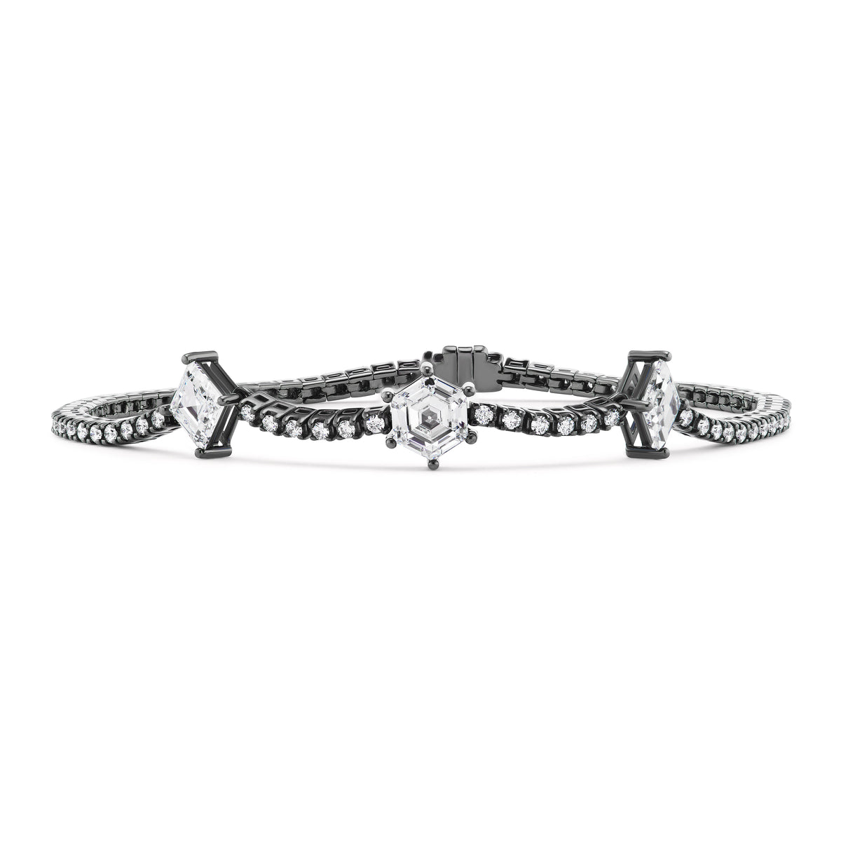 Hexagon and Kite Diamond Tennis Bracelet